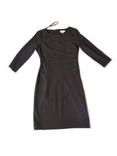 Calvin Klein Dress Womens 8 Gray Sheath 3/4 Sleeve Career Workwear Side Pleat