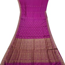 Namaste Vintage Purple Sarees 100 Pure Silk Woven Indian Sari 6YD Craft Fabric
