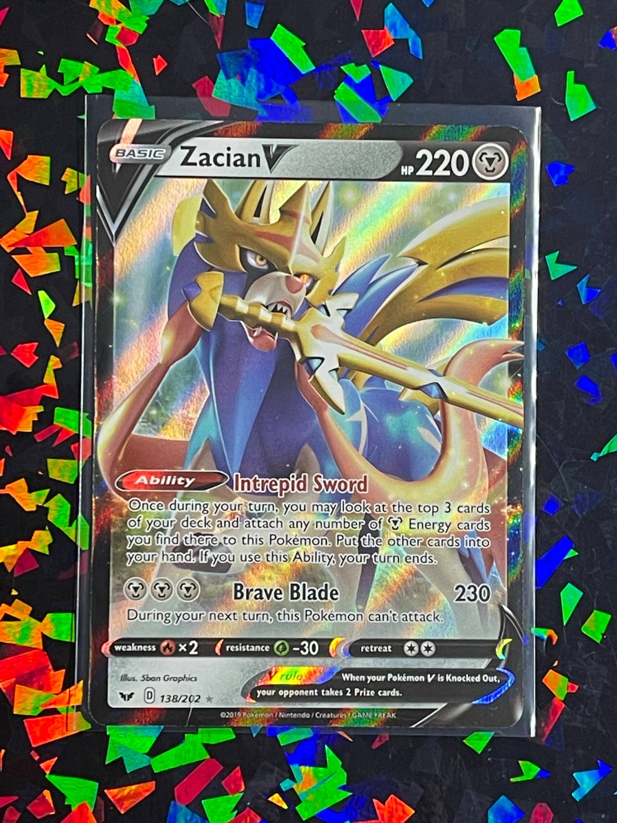 Zacian V 138/202 (Ultra Rare) Sword & Shield Base Set Near Mint Pokemon TCG