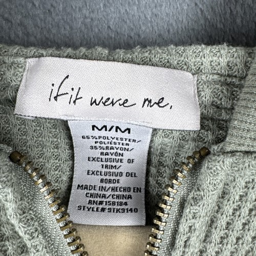 If It Were Me Sea Foam Green Cropped Hoodie Women's Size Medium Zip Long Sleeve - Picture 4 of 10