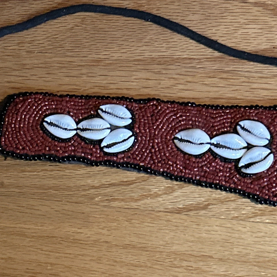 Faja/cinturón de corbata vintage Ladakh rojo coral semilla cuentas turquesa latón cowry shell Foto 4 de 4