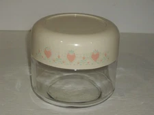 Corelle Gemco Forever Yours Small 4 1/2" x 5" Glass Canister with Plastic Lid US
