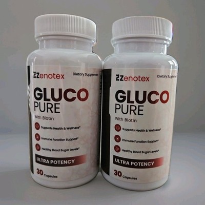 2 Zenotex Gluco Pure Biotin Capsules Health & Wellness Immune Blood Sugar 30 Cap