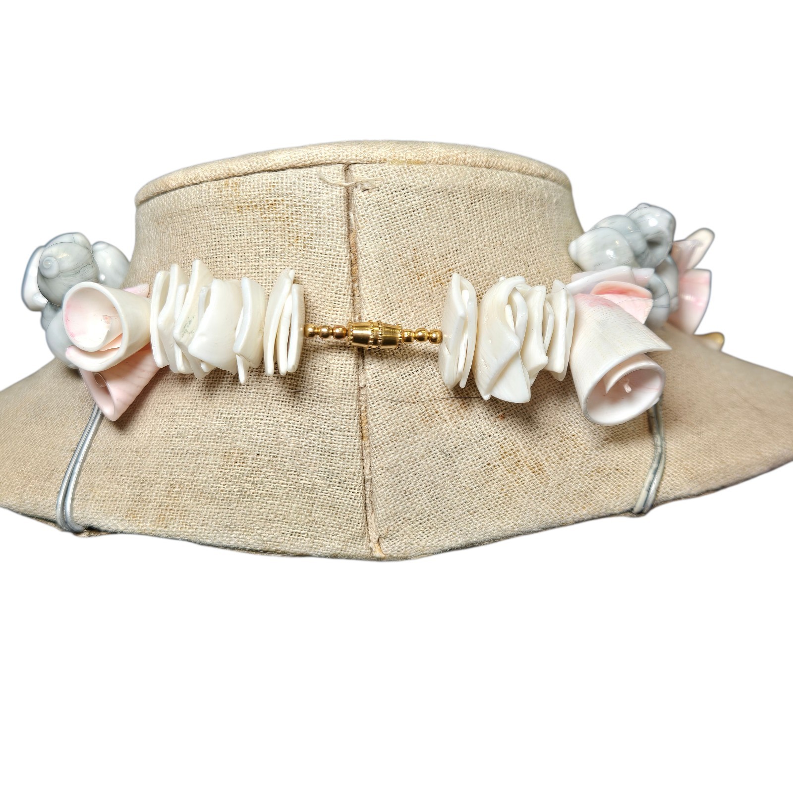 Boho Coastal Shell Statement Necklace Chunky Mixe… - image 5