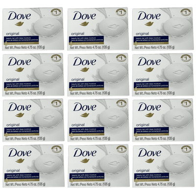 Dove Beauty Bar Original Deep Moisture Bar Soap 135g 4.75oz 12 Pack