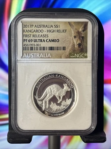 2016 NGC PF 69 Cam High Relief 1 of First Releases Australia Kangaroo 1oz Silver