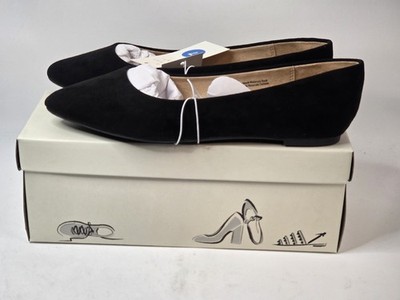 A New Day Shoes AD600 Corina Womens Size 7 Black Pointed Toe Flats Faux Suede