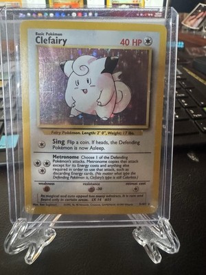 Pokémon TCG Clefairy Base Set Holo Rare Card 5/102 Vintage Near Mint/Light Play