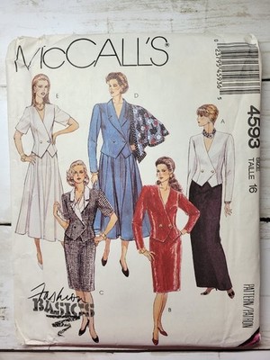 McCalls Pattern 4593 Skirt Jacket Size 16 Uncut