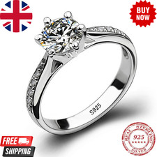 Luxury 925 Sterling Silver Classic Ring for Women Six Claw Jewelry Simple 70Ct D