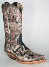 7428 Sendra Stivali Cowboy Hurricane Marfil Python Cuciti A Mano Stivali Western