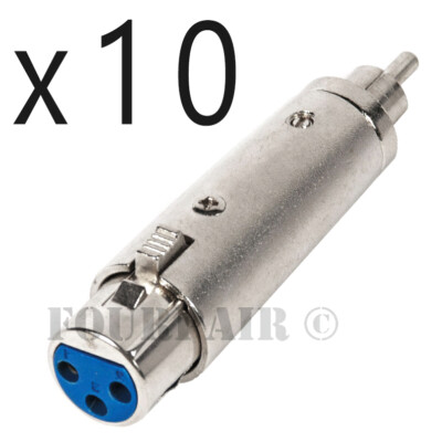 10 Pack - 3-Pin XLR Female to RCA Male Plug Audio Cable Microphone Mic Adapter
