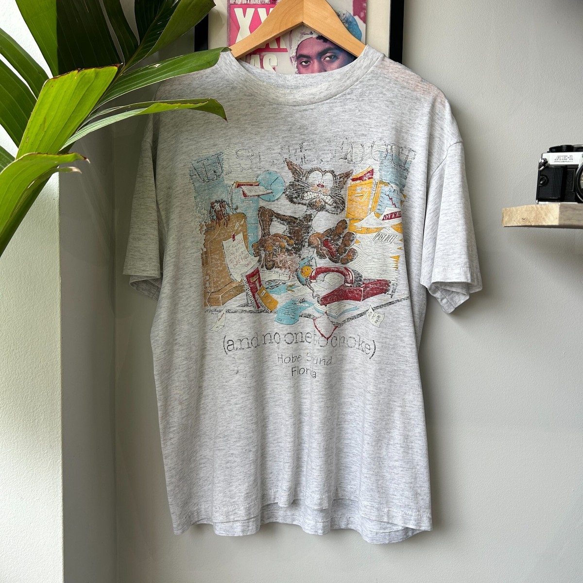 VINTAGE 90s | All Stressed Out & No One To Choke! Cat T-Shirt sz L
