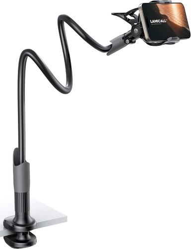 Gooseneck Phone Holder for Bed - Cell Phone Mount Clamp Clip, Flexible Long Arm