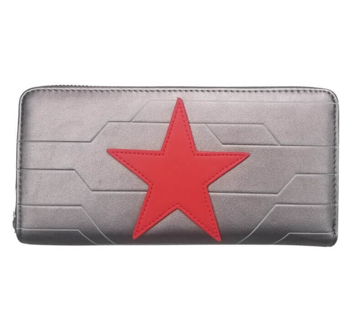 LOUNGEFLY X MARVEL WINTER SOLDIER RED STAR ZIP-AROUND WALLET PURSE BRAND NEW