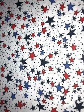 NEW COTTON Fabric 1/4yd 9inX44in PATRIOTIC RED BLUE STARS WHITE JULY 4 DIY MASK