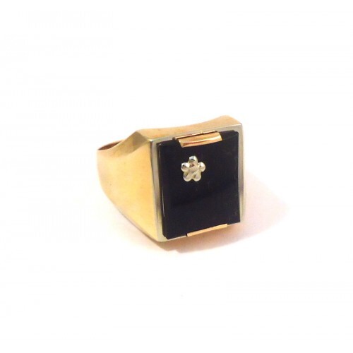 ANELLO DA UOMO IN ORO GIALLO 18 KT CON ONICE - Foto 4 di 4
