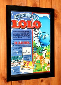 1996 Adventures of Lolo NES Vintage Rare Small Promo Poster / Ad Page Framed.