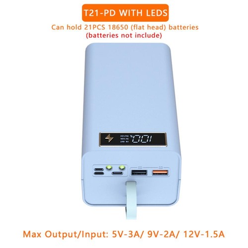 Removable per 21pcs 18650 Li-ion Battery Box Solderless Portable Power Bank Case - Foto 20 di 29