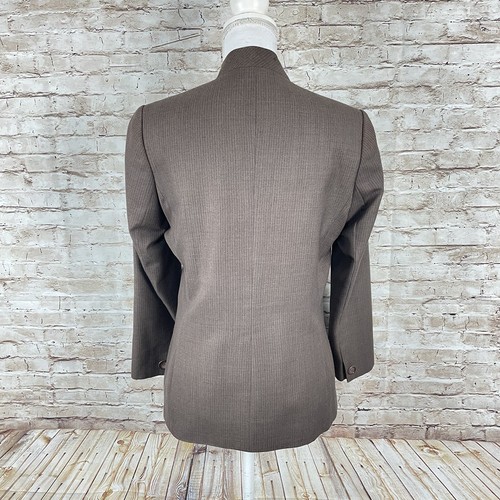 Wool Blend Pinstripe Blazer Brown 4 Button Jacket Sz 8P Shoulder Pad Lined - Bild 9 von 9
