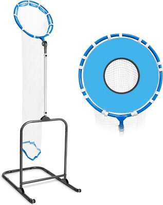 Volleyball Setter Trainer Net with Adjustable Height and Angle Wheels Blue G066