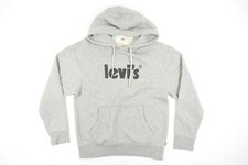 LEVIS GRAY HEATHER SMALL RELAXED HOODIE PULLOVER SWEATSHIRT SWEATER PREOWNED