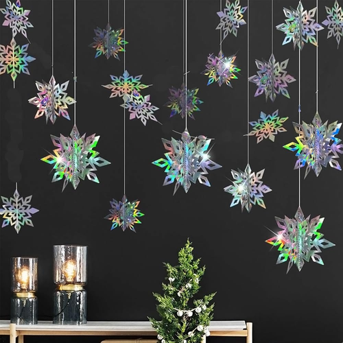Schneeflocken Deko,12pcs Christmas Weihnachten Hängende Dekoration Glitzernde Ch - Bild 7 von 7