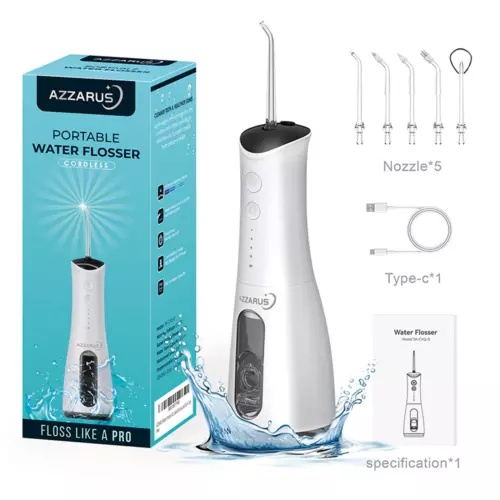 AZZARUS Cordless Water Flosser - Rechargeable, Portable & Powerful Oral Irrigato