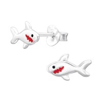 1 Paar Ohrringe Ohrstecker 925 Sterling Silber Hai
