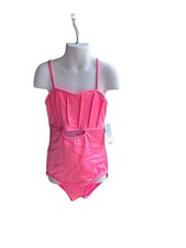 cat and jack girls pink one piece swim suit XL 14