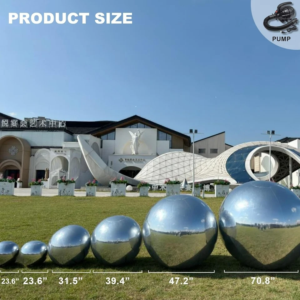 Bola de espelho inflável 6 peças hermética grande brilhante bola de discoteca para festa de casamento - Imagem 4 de 4