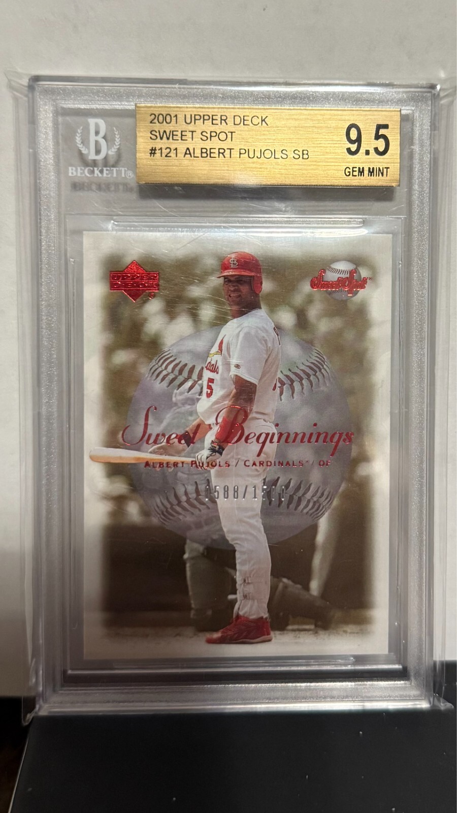 2001 Upper Deck Sweet Spot 121 Albert Pujols SB Cardinals RC 588/1500 BGS 9.5 UD