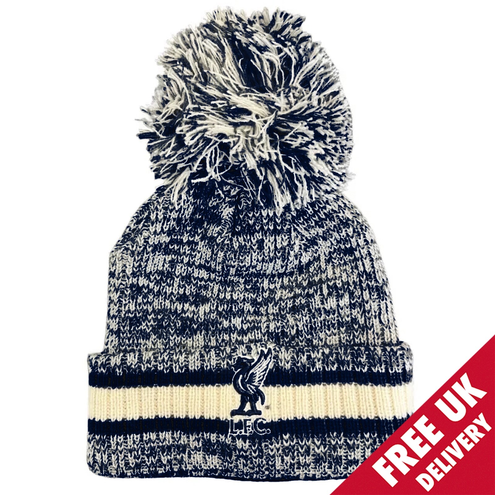 Liverpool FC Official Mass Slope Ladies Knit Bobble Hat - Navy