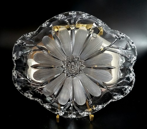 American Brilliant Period 6.5" Candy Trinket Dish Engraved Cut Flower Star 1910 - Picture 5 of 13