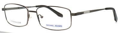 MICHAEL ADAMS MA-619T Gun Gunmetal Mens Rectangle Full Rim Eyeglasses 53-16-140