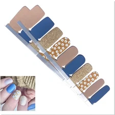 Jaysea Nails Polish Wraps - Color Cottagecore Blue Floral Street Nail Art - B4G1