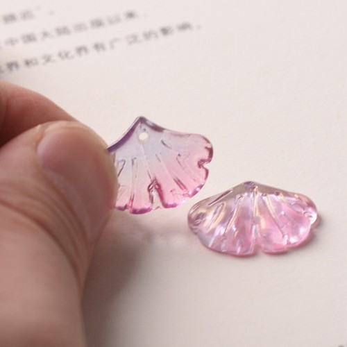 10pcs 20x15mm Ginkgo Leaf Petal Foil Lampwork Glass Loose Pendants Beads Lot - Picture 4 of 23
