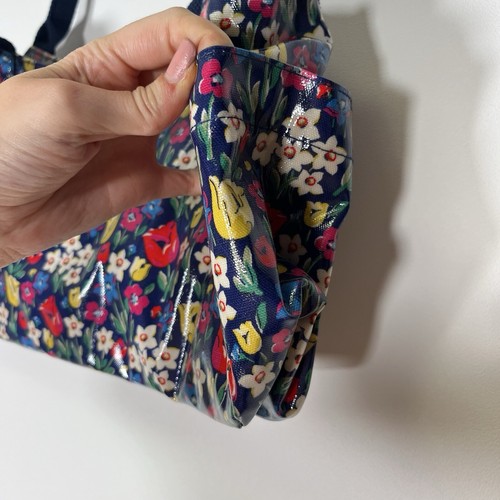 Cath Kidston Blue Bright Floral Print Oil Cloth Handbag Medium VGC - 第 7/11 張圖片