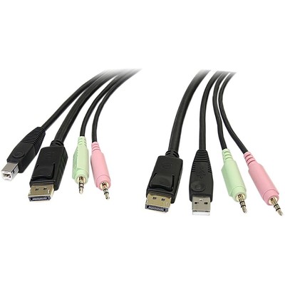StarTech 6ft 4-in-1 USB DisplayPort KVM Switch Cable w/ Audio & Microphone