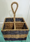 Woven Flatware Caddy  Utensil Holder & Organizer - Country Rustic Decor