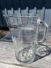 Ikea Svepa Clear Italian Glass Pitcher Ribbed Rings 32 oz 7.5” ITALY 10288