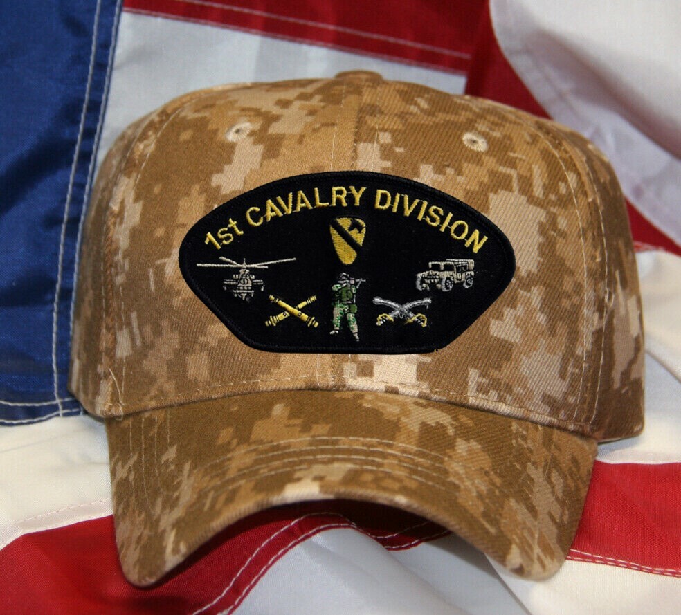 1ST CAVALRY DIVISION CAV HAT CAP PATCH OD GREEN US ARMY VETERAN FORT HOOD HORSE - Foto 13