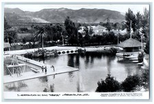 c1910 Alberca-Playa Del Hotel Penafiel Tehuacán Pue. Foto postal México RPPC