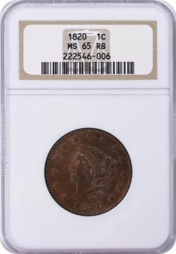 1820 Large Cent Large Date MS65RB NGC