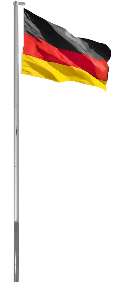 Fahnenmast Flaggenmast Alu Silber 6m 4m Fahnenstange mit Deutschland Fahne - Bild 4 von 4