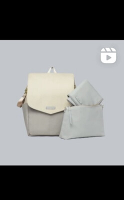 Leader Bag Co Diaper Bag Backpack- Canvas Grey Beige, With Travel Kit