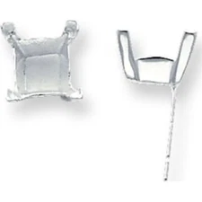 Sterling Silver Princess V-End Post Earrings 8mm Jewerly - Pack of 2