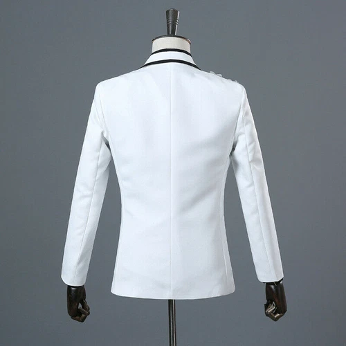 Herren 3D Kristall Strass Blazer Jacke Hochzeit Stickerei Kleid Anzug Mäntel - Bild 7 von 44