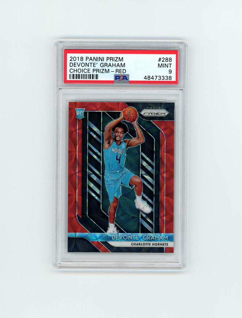 RARE 2018-19 Prizm Choice RED REFRACTOR SP DEVONTE’ GRAHAM 88/88 RC!! PSA 9 1/1