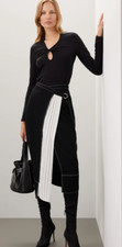 Cinq a Sept Women's Gaia Pleated Wrap Skirt Black White Size 10
